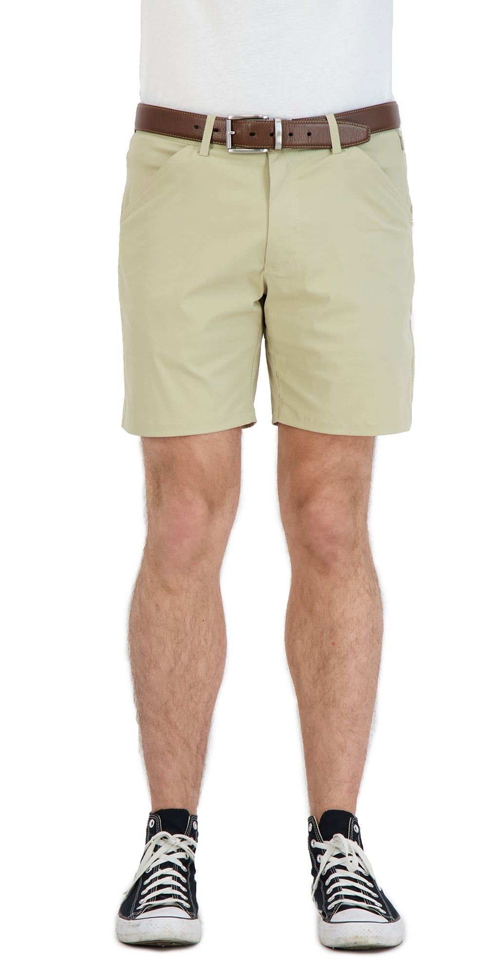 Everyday Stretch Shorts with a Comfortable Built-In Liner - Business Casual Style- Khaki