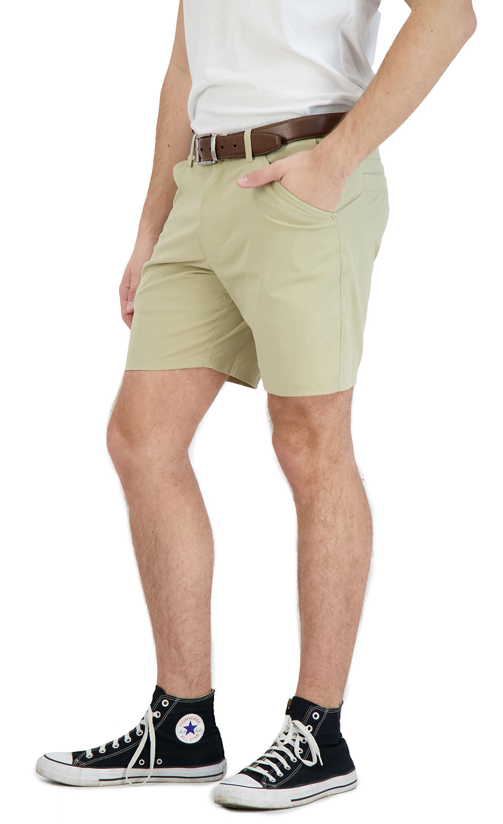 Everyday Stretch Shorts with a Comfortable Built-In Liner - Business Casual Style- Khaki