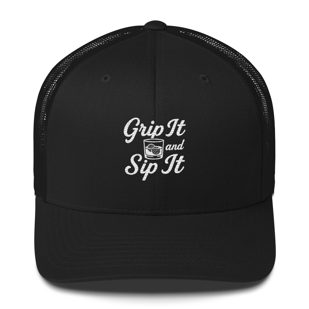 Grip It and Sip It Trucker Hat β Classic Golf Style with a Twist