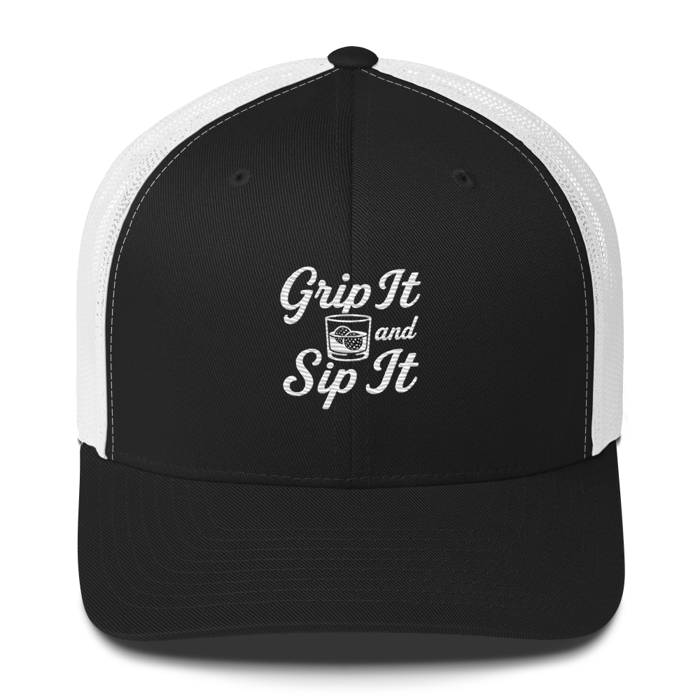 Grip It and Sip It Trucker Hat β Classic Golf Style with a Twist