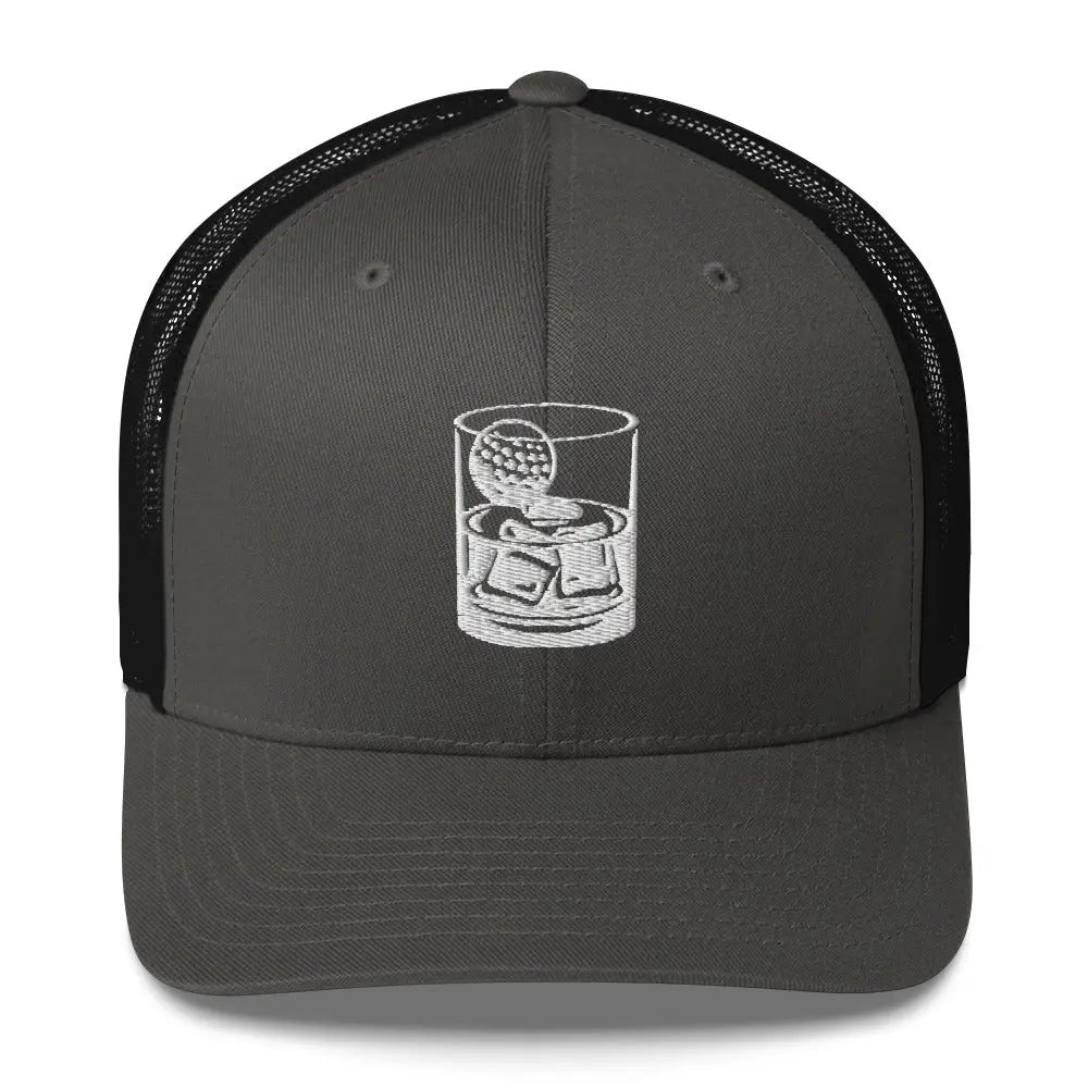 Whiskey Glass Trucker Cap LXIX GOLF CLUB Hats 29.00 MagnoliaCottonCo. Charcoal/ Black