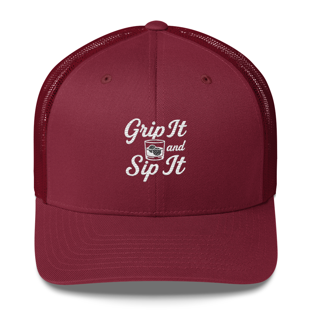 Grip It and Sip It Trucker Hat β Classic Golf Style with a Twist