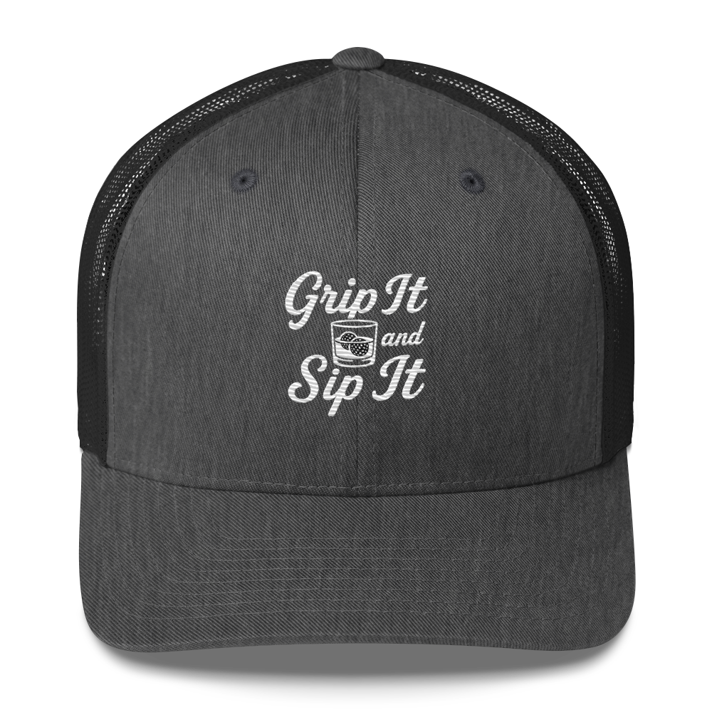 Grip It and Sip It Trucker Hat β Classic Golf Style with a Twist
