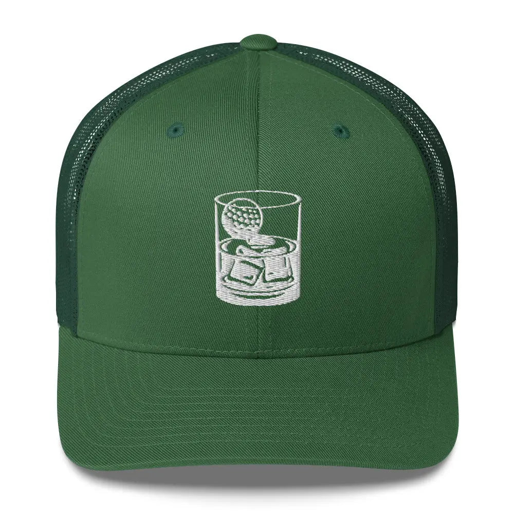 Whiskey Glass Trucker Cap LXIX GOLF CLUB Hats 29.00 MagnoliaCottonCo. Evergreen