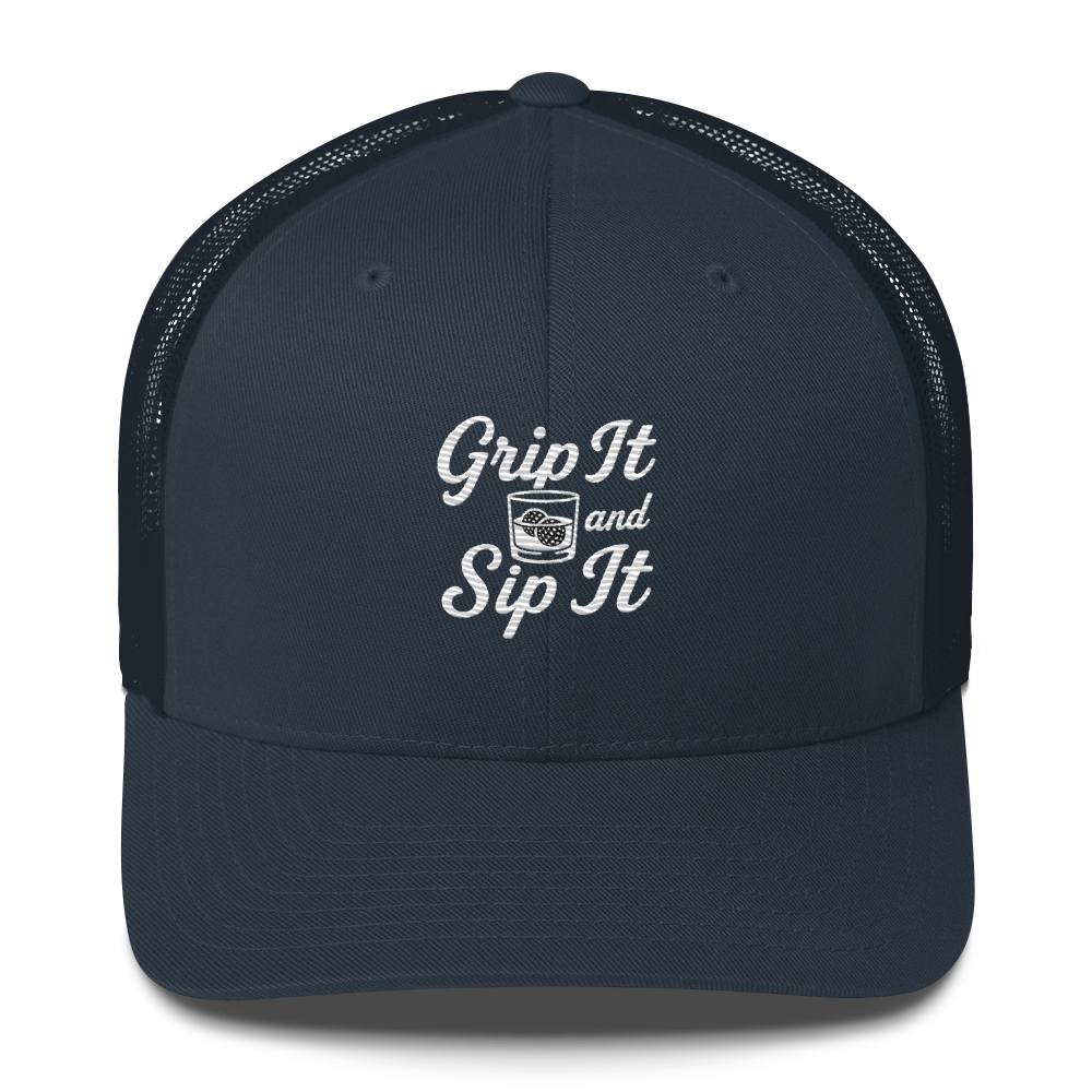 Grip It and Sip It Trucker Hat β Classic Golf Style with a Twist