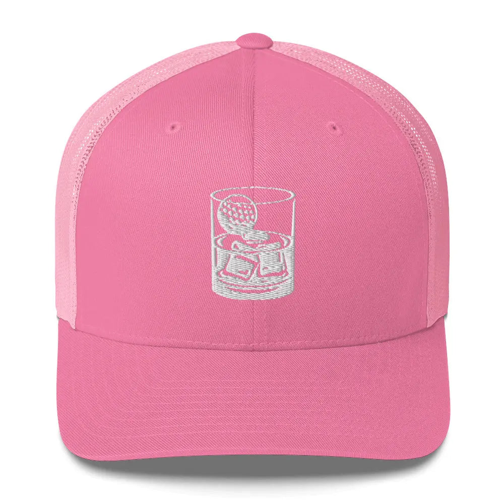 Whiskey Glass Trucker Cap LXIX GOLF CLUB Hats 29.00 MagnoliaCottonCo. Pink