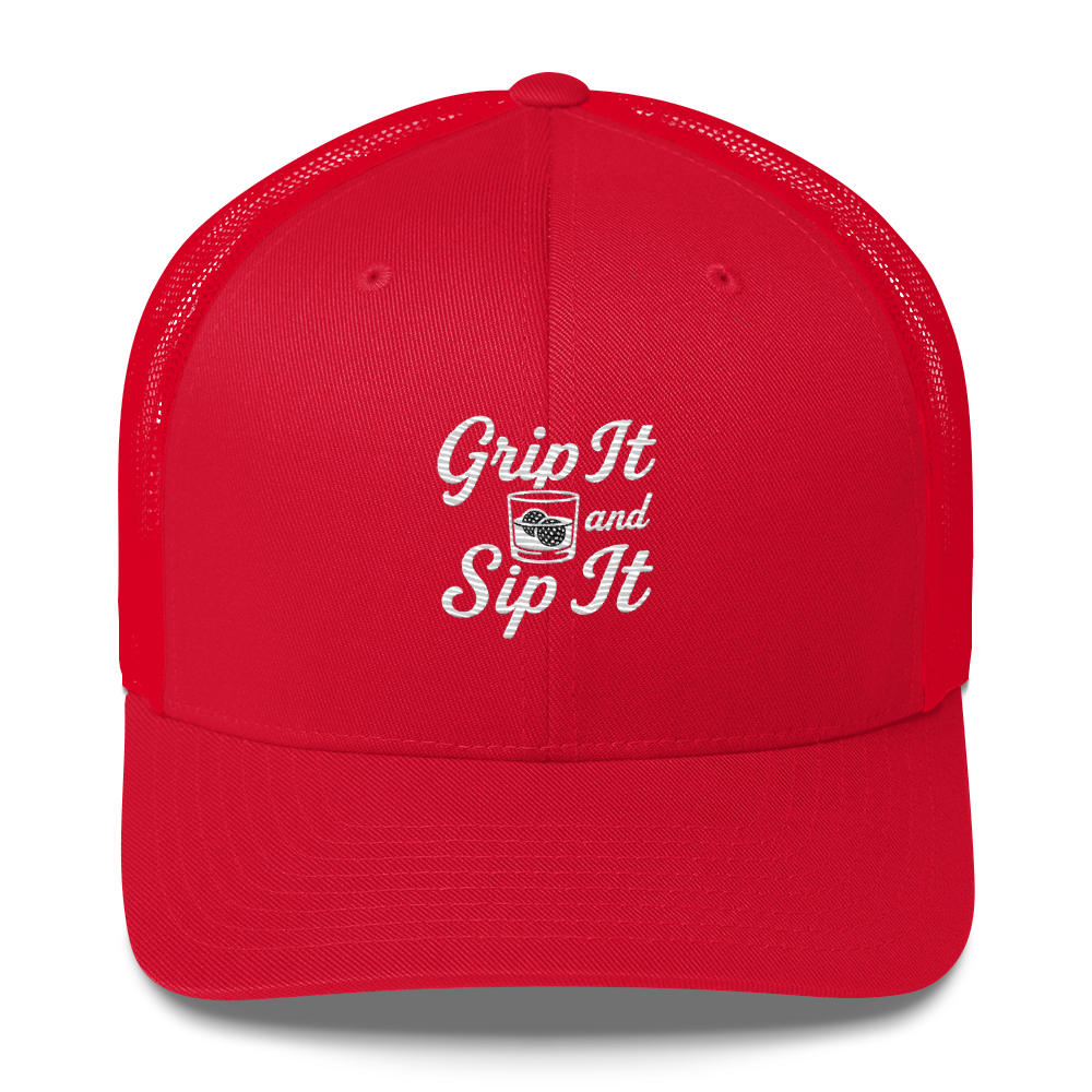 Grip It and Sip It Trucker Hat β Classic Golf Style with a Twist